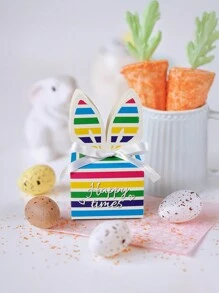 10pcs/5pcs/1pc Large Rainbow Square Cute Rabbit Bow Decorated Thick Paper Gift Boxes, Suitable For Birthday Party, Mother's Day, Summer Wedding, Father's Day, Graduation, Daily & Holiday Party, For Jewelry, Cosmetics, Chocolate, Cookies, Candy, Cards Gift - Rabbit Gift Box - View 2