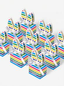 10pcs/5pcs/1pc Large Rainbow Square Cute Rabbit Bow Decorated Thick Paper Gift Boxes, Suitable For Birthday Party, Mother's Day, Summer Wedding, Father's Day, Graduation, Daily & Holiday Party, For Jewelry, Cosmetics, Chocolate, Cookies, Candy, Cards Gift - Rabbit Gift Box - View 11