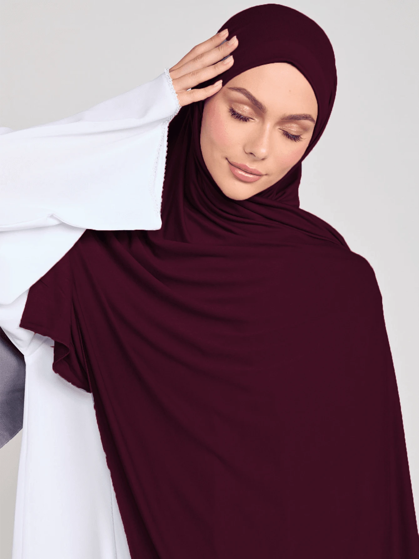 1pc Elegant Solid Color Soft Scarf, Women's Comfortable Multipurpose Headscarf, Suitable For Daily Wear For Dress - Dark Red - View 1