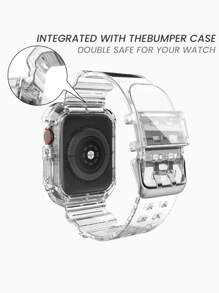 2 In 1 Clear Sport Band With Bumper Case Compatible With Apple Watch Band 40mm 41mm 42mm 38mm 44mm 45mm 46mm 49mm, Women Men Transparent TPU Strap Compatible With IWatch SE Ultra Series 10 9 8 7 6 5 4 3 2 1