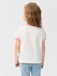 Balabala Young Girls' Short-Sleeve T-Shirt, 2025 Summer Bubble Sleeve Top - Original White - View 3