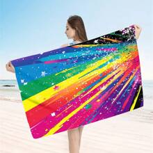 1 pieza Toalla de playa extra grande, extra grande, súper absorbente, manta de playa de fibra suave, artículo esencial de verano, a prueba de viento, a prueba de sol, playa, fiesta, viaje seco, camping, accesorio de playa, regalo de vacaciones