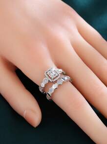 2pcs/Set Honeycomb Design Couple Rings, European And American Style