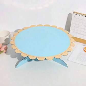 1 Tier 12.7" Round Cardboard Cupcake Stand Mini Cake Stand With Gold Scalloped Edge Dessert Holder One Tier Cake Stand