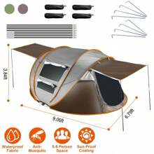 5-8 People Camping Hiking Tent Waterproof Automatic Instant Pop Up Tent & 4 Pole