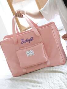 1pc Personalized Multifunctional Travel Bag, Large Capacity Portable Gym Bag With Embroidered Letters, Foldable Handbag Carry-On Luggage Bag, Outdoor Yoga Tote Storage Bag, Suitable For Daily Use And Great Gift For Family, Friends, Boyfriend/Girlfriend, Christmas, Valentine's Day, Birthday - Multicolor - View 10