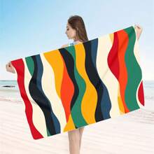 1 pieza Toalla de playa extra grande, extra grande, súper absorbente, manta de playa de fibra suave, artículo esencial de verano, a prueba de viento, a prueba de sol, playa, fiesta, viaje seco, camping, accesorio de playa, regalo de vacaciones