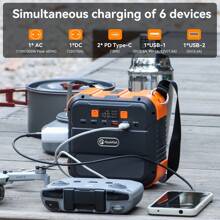 FF Flashfish Solar Generator With Solar Panel, Portable Power Station 98Wh/26400mAh With 60W Foldable Solar Panel, Portable Power Station 100W Solar Generator With 230V AC Output/QC 3.0 18W USB/Type-C For Camping Motorhomes Emergency Power Generator - 查看 7