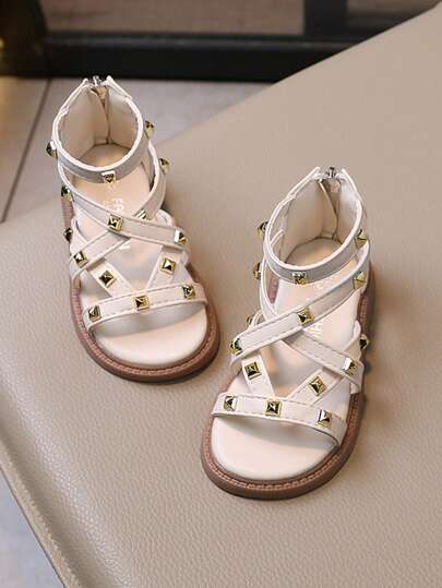 1 Pair Girls Summer Sandals, Roman Shoes, Fashion Sandals, Soft Bottom Princess Sandals, Synchronized With Fashion, Going With Happiness