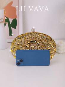 Một chiếc túi buổi tối đính đá hoa hướng dương bằng vàng. Ví cầm tay nữ cho tiệc, câu lạc bộ, đám cưới. Quà tặng ngày lễ tình nhân tình yêu ngày lễ kim cương ví cầm tay nữ sang trọng túi buổi tối pha lê cưới ví đựng điện thoại di động cho nữ ví nữ cho tiệc quà tặng chất lượng - Vàng - Xem 4