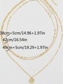 2pcs Fashionable Personalized Round Pendant Multi-Layer Necklace Set For Women - Yellow - View 4