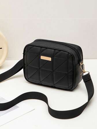 Practical & Cute Mini Square Bag, Lattice Pattern Crossbody Shoulder Bag, Fashion Small Handbag For Women, PU Leather Soft Casual Daily Use