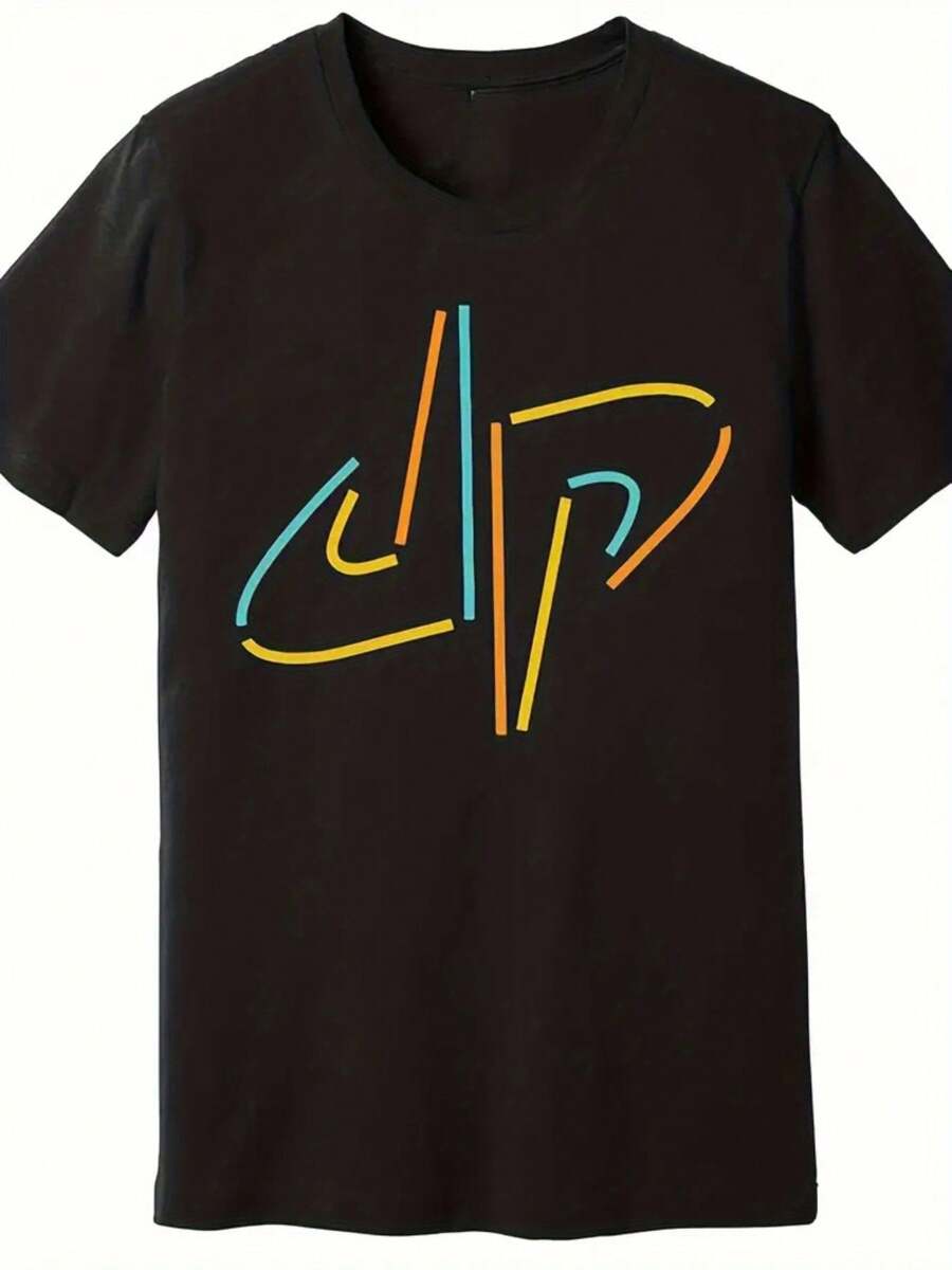 100% Cotton Premium Dude Perfect Sport Mode Premium Tee - Crew Neck Casual T-Shirt, Short Sleeve Graphic Print, Jersey Fabric, Regular Fit, Perfect For Weekend Casual Wear In All Seasons - 黑色 - 查看 1