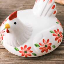 Zazumi Egg Basket 1pc Chicken Egg Holder, Fresh Egg Storage Basket Countertop,Decorative Ceramic Lid With Wire Basket,Holds 2 Dozen Egg - Multicolor - View 4