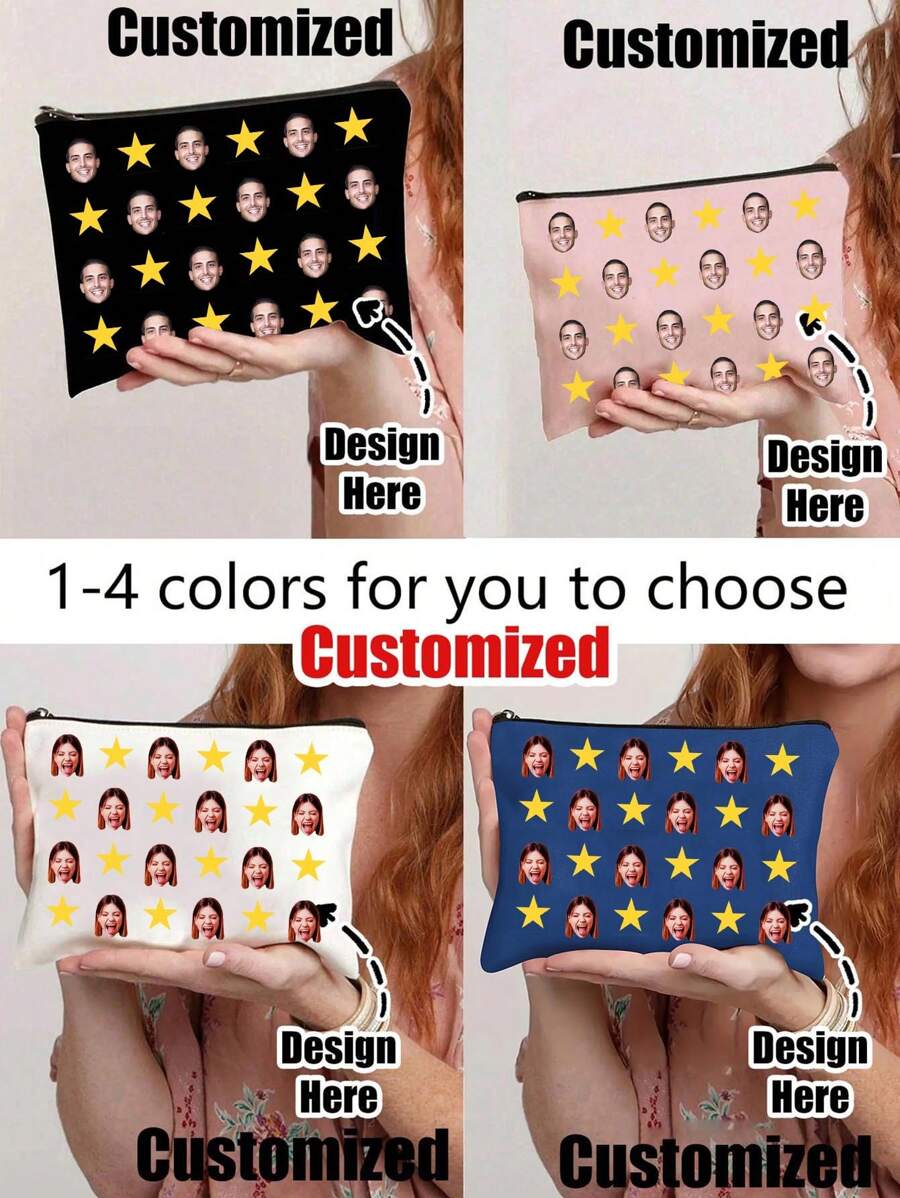 1 Túi đựng mỹ phẩm in hình theo yêu cầu, có thể in ảnh, tùy chỉnh ảnh bạn bè/gia đình/bản thân - Túi xách ảnh ghép cá nhân hóa - Quà tặng cho bạn gái/vợ, quà tặng ngày Valentine - Nhiều màu - Xem 1