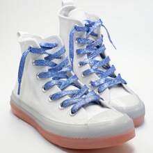1 Pair Shiny Pearlescent Laces, Colorful Flat Shoelaces, Sports & Casual Shoe Strings