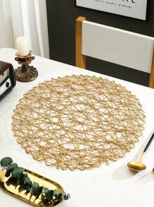 Set de 6 individuales tejidos a mano de forma redonda hueca, de estilo minimalista moderno, lavables, fáciles de limpiar, antideslizantes, resistentes al calor, adecuados para la decoración de la habitación, la mesa de comedor, el hogar, ideales para fiestas, cumpleaños, bodas y cenas