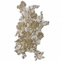 1 件金棕色刺绣花卉布贴，缝制婚纱，装饰贴花 - 金色 - 查看 3