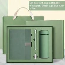 Customized A5 Vertical Striped Stitching Notebook, Premium Soft Leather, School/Business Meeting Gift Set, Corporate Culture Promotion & Grand Opening Commemorative Gift