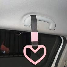 1pc Heart-Shaped Car Handle Strap - Stylish Rear Bumper Warning Ring In Multiple Colors, Strong Nylon & ABS Material, Perfect For Cars, Subways, And Buses - Multicolor - View 7