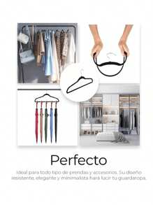 50 Ganchos Para Ropa Color Negro Con Terciopelo