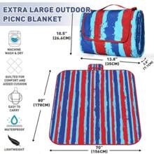 Tirrinia Extra Large Picnic Blanket, Waterproof Lightweight Portable Outdoor Mat For Family Camping, Park, Beach,  ( US Unique Print, 70''X80'') - 1 - View 3