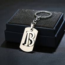1 pièce Porte-clés Initiale A-Z 26, étiquette de clé en acier inoxydable, anneau porte-clés, pendentif de sac, cadeau de style unisexe Punk & Hip-Hop pour la Saint-Valentin
