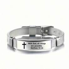 Bracelet inspirant en acier inoxydable personnalisable - Bracelet en silicone réglable, bijou motivationnel unisexe convenant aux amis, à la famille et aux cadeaux de fête. Bracelet en maille d'acier inoxydable pour hommes avec textes personnalisés gravés - mode, fermoir réglable, cadeau idéal pour le petit ami ou l'ami - Multicolore - Voir 7