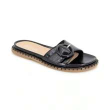Kenneth Cole Women's Syrena Round Toe Flat Sandals |  | Women Flat Sandals - Black - View 5
