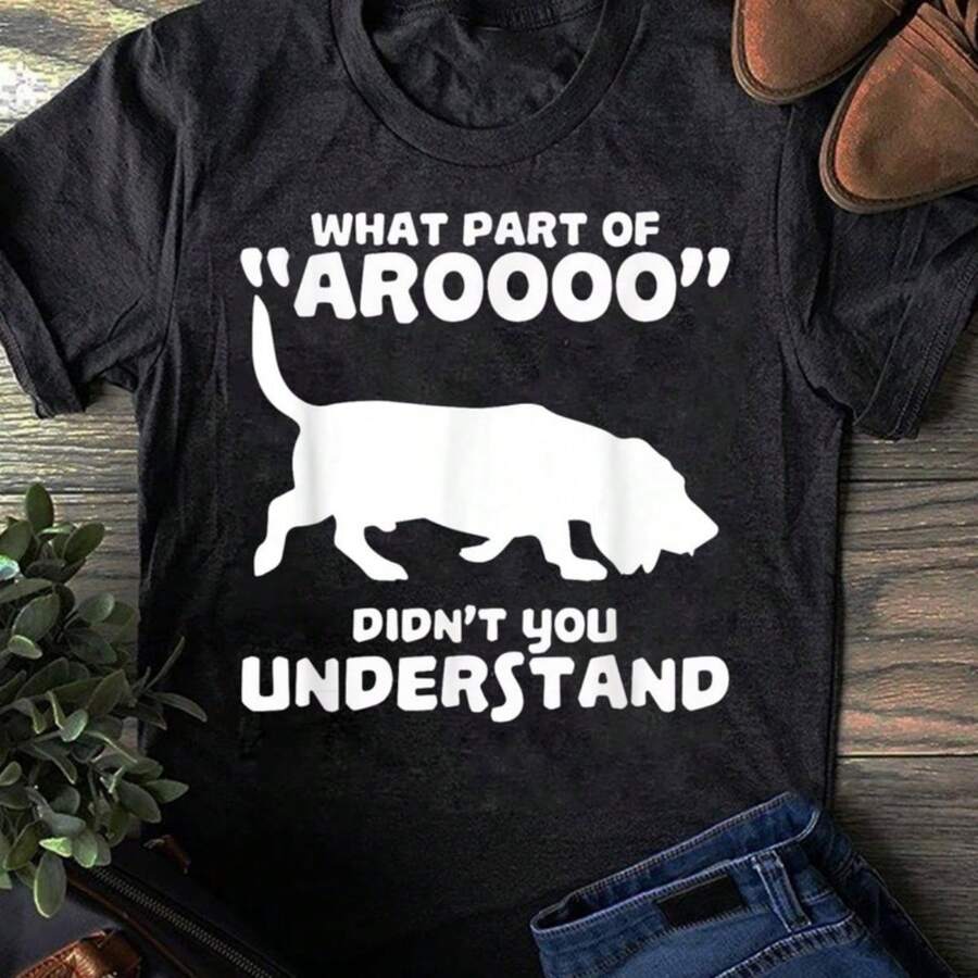 Funny Basset Hound Howl _Arooo_ Gift T-Shirt- Gift For Dog Lovers - Funny Dog - Basset Hound Lovers - Mother's Day - Black - View 1