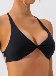 Women's Sports Bra Underwear Twisted Chest Design Criss Cross Backless,Deep V Neck Twist Front Sports Push Up Bra,Outdoor Workout Leisure Bra Running Fitness Pilates