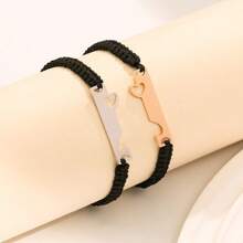 2 pièces Nouveau bracelet vague créative pour couple, noir et blanc, bracelet creux tressé avec système de fermeture ajustable. Cadeau amical pour sœurs, idéal pour la remise des diplômes, Halloween, la Saint-Valentin, la fête des mères