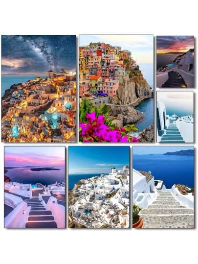 1 件流行风景北欧巴塞罗那圣托里尼波西塔诺海报帆布画壁画墙艺术海报客厅装饰家居装饰画无框