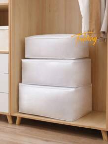1/3 buah Kantong Penyimpanan PEVA Tahan Air & Tahan Lembap, Kantong Kemasan Tebal Berlapis, Kantong Organizer Lipat Persegi Tahan Debu, Kantong Pemilah Pakaian - Putih - View 4