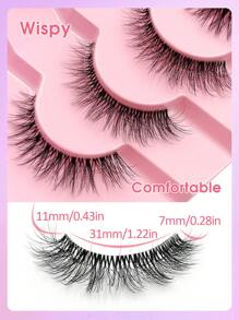 Rikuaild 7 Pairs Cat Eye Lashes Thick Winged Clear Band Faux Mink Eyelashes Natural Look Fluffy Soft Cross Wispy Full Strip Lashes End Eye Elongated Lash Extension Makeup - Natural Lashes - View 3