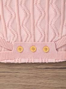 Baby Girls' Cute Twist Ruffled Knit Romper Bodysuit For Summer - Baby Pink - View 4