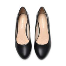 Women's Low Wedges Heels Pumps Round Toe Comfortable Casual Solid Color Slip On Dress Work Wedding Shoes - 黑色 - 查看 6