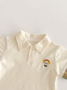 2 件套婴儿/女婴卡通 Polo 衫和褶皱连衣裙套装，夏季