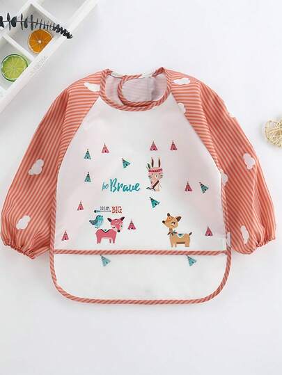 Cartoon Waterproof Long Sleeve Bibs, Soft Feeding Bibs, Christmas, Halloween, Thanksgiving, New Year, Valentine's Day, Easter Gift