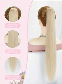 马尾辫接发，26 英寸爪形马尾辫长直合成纤维马尾辫天然柔软夹式接发马尾辫发片女士日常使用（金色）