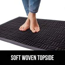 GORILLA GRIP 100% Impermeable Alfombra de Entrada WeatherMax para Todas las Estaciones, Diseñada en EE. UU., Caucho Natural, Resistente a Manchas y Desvanecimiento, Alfombras de Entrada de Bajo Perfil para Interior y Exterior, Fácil de Limpiar, 17x29 Diamante Gris - Laberinto de medianoche - Ver 8