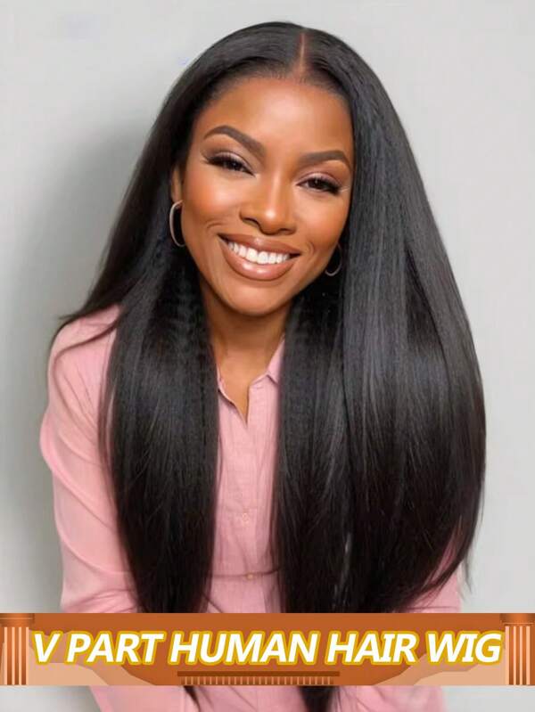 V-Teil Perücke aus Echthaar Perücken ohne Haarausfall, brasilianisches krauses yakirades Echthaar Perücken für Frauen, Anfängerfreundlich, einfach zu kombinieren