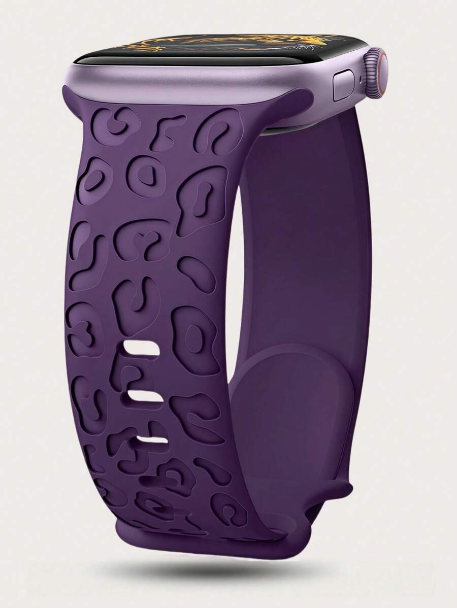 豹纹花卉雕刻表带，兼容 49mm、45mm、44mm、42mm、41mm、40mm、38mm、46mm 表带；猎豹纹防水运动硅胶腕带，替换表带，兼容 Series 11、10、9、8、7、6、5、4、3、2、1、SE，女士款