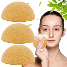 3 Count Cleansing And Exfoliating Activated Charcoal Konjac Facial Sponge, Deep Cleansing And Exfoliating, Suitable For Oily, Dry, And Sensitive Skin, Natural Face Cleansing Tool