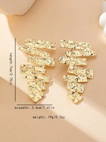 1 Cặp Hoa tai hình học bất đối xứng phong cách cổ điển phóng đại cho phụ nữ - Vàng - Xem 5