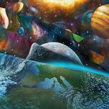 Rainbow Galaxy Comforter Set Twin/Full/Queen Size For Girls,Galaxy Bedding Set,Colorful Night Sky Stars Comforter Set - 藍色 - 查看 5
