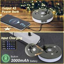 Luces de cuerda portátiles 2 en 1 para camping - recargables por USB, diseño guardable con 5 modos de iluminación para exteriores, jardín y senderismo