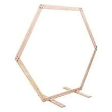 YUNRUX Arche de mariage hexagonale en bois 233x225cm, arche de mariage élégante en bois avec base, tonnelle hexagonale en bois pour décoration de fête d'anniversaire de mariage