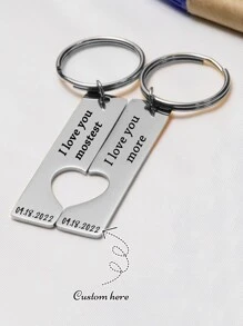 1 Pair Custom Valentines Day Custom Personalized Anniversary Gifts For Her Girlfriend Him Boyfriend, Engraved Coordinates Keychain Wifey Hubby Couple