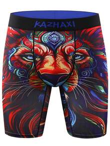 5pcs/Set Animal Printed Long Boxer Briefs, Stretchy Comfort Sports Casual Underwear - 彩色 - 查看 8